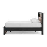 Kozmour Black/Brown Queen Bookcase Complete Bed Frame — side view