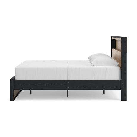 Kozmour Black/Brown Queen Bookcase Complete Bed Frame — side view