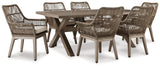 Beach Beige Front Outdoor Dining Table And 6 Chairs - Ella Furniture