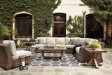 Beachcroft Beige 5-Piece Outdoor Sectional With Coffee Table And 2 End Tables - Ella Furniture