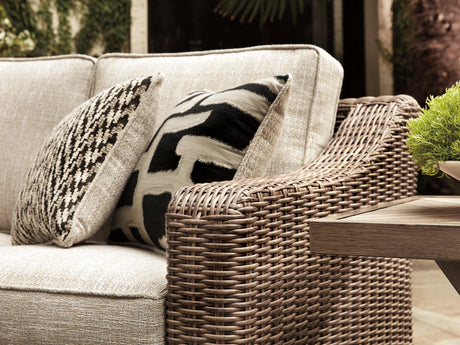 Beachcroft Beige 5-Piece Outdoor Sectional With Coffee Table - Ella Furniture