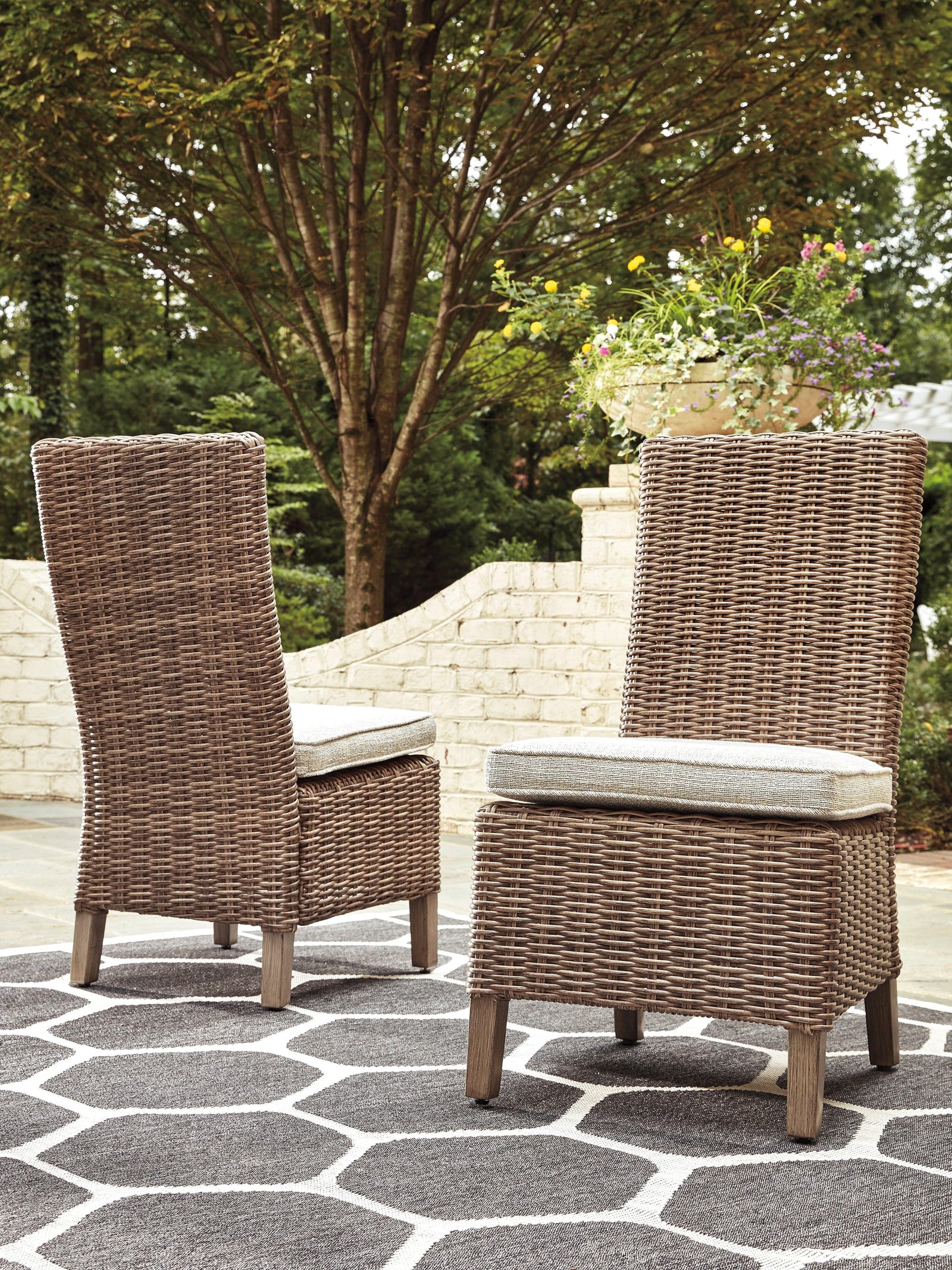 Beachcroft Beige Outdoor Dining Table And 2 Chairs And 2 Benches - Ella Furniture