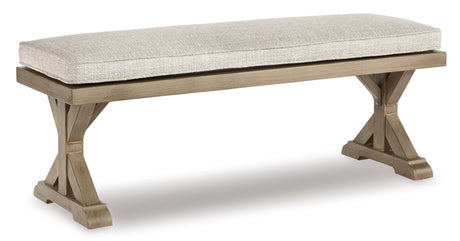 Beachcroft Beige Outdoor Dining Table And 4 Chairs And Bench - Ella Furniture