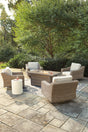 Beachcroft Beige Outdoor Dining Table And 4 Chairs PKG014430 - P791-773 | P791-821 | P791-821 - Ella Furniture