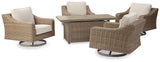 Beachcroft Beige Outdoor Dining Table And 4 Chairs PKG014430 - P791-773 | P791-821 | P791-821 - Ella Furniture