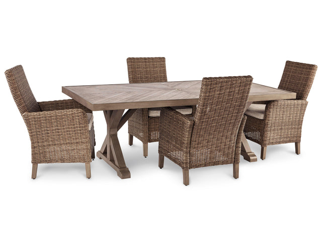 Beachcroft Beige Outdoor Dining Table And 4 Chairs PKG014591 - P791-625 | P791-601 | P791-601 - Ella Furniture