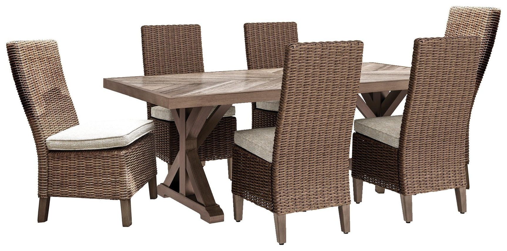 Beachcroft Beige Outdoor Dining Table And 6 Chairs PKG000280 - P791-601 | P791-601 | P791-601 | P791-625 - Ella Furniture