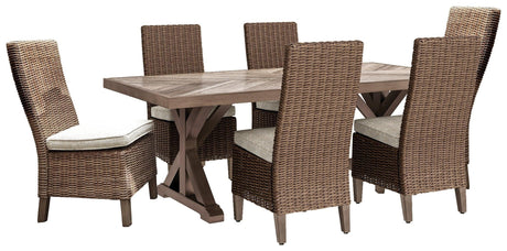 Beachcroft Beige Outdoor Dining Table And 6 Chairs PKG000280 - P791-601 | P791-601 | P791-601 | P791-625 - Ella Furniture