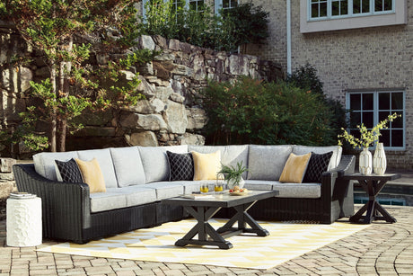 Beachcroft Black 4-Piece Outdoor Sectional - Ella Furniture