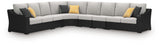 Beachcroft Black/Light Gray 6-Piece Outdoor Sectional angled view