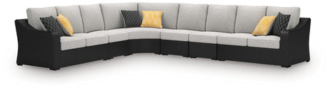Beachcroft Black/Light Gray 6-Piece Outdoor Sectional angled view