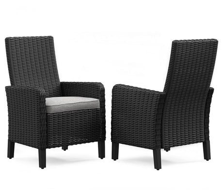 Beachcroft Black/light Gray Outdoor Arm Chair With Cushion (Set Of 2) - Ella Furniture