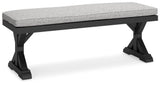 Beachcroft Black/light Gray Outdoor Bench With Cushion - Ella Furniture