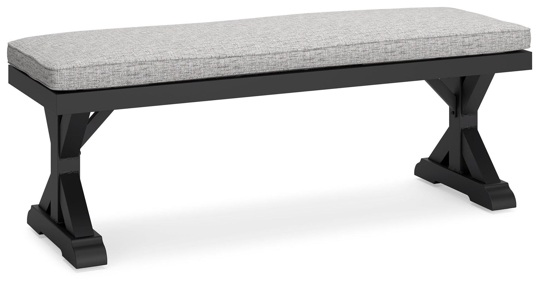 Beachcroft Black/light Gray Outdoor Bench With Cushion - Ella Furniture