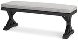 Beachcroft Black/light Gray Outdoor Bench With Cushion - Ella Furniture