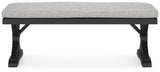 Beachcroft Black/light Gray Outdoor Bench With Cushion - Ella Furniture