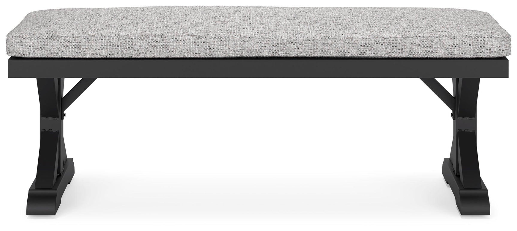 Beachcroft Black/light Gray Outdoor Bench With Cushion - Ella Furniture
