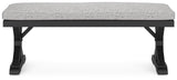 Beachcroft Black/light Gray Outdoor Bench With Cushion - Ella Furniture