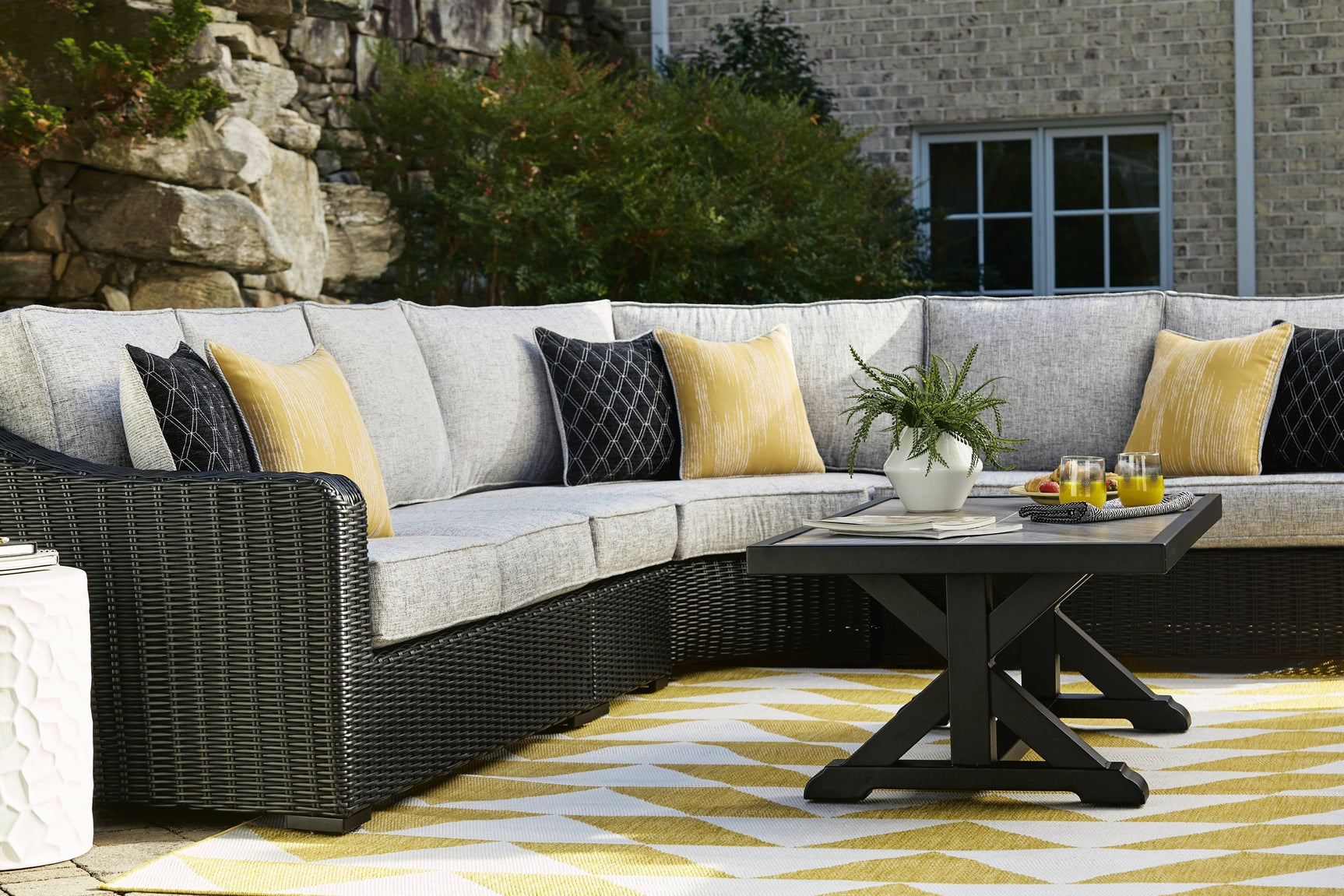 Beachcroft Black/light Gray Outdoor Coffee Table - Ella Furniture