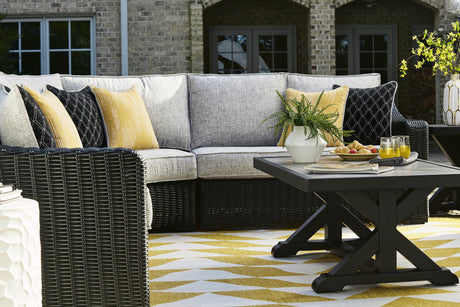 Beachcroft Black/light Gray Outdoor Coffee Table - Ella Furniture