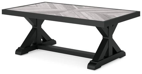 Beachcroft Black/light Gray Outdoor Coffee Table - Ella Furniture