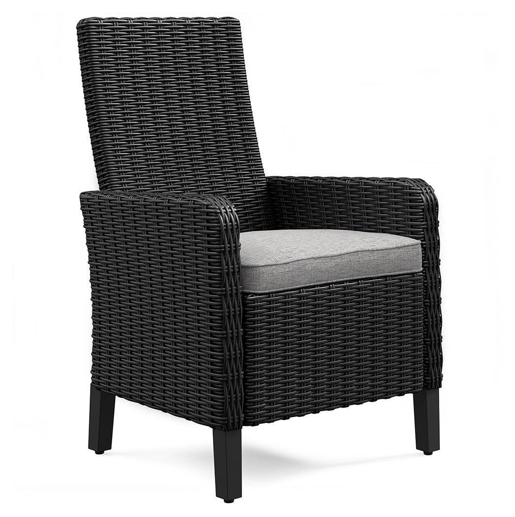 Beachcroft Black/light Gray Outdoor Dining Table And 4 Chairs And Bench - Ella Furniture
