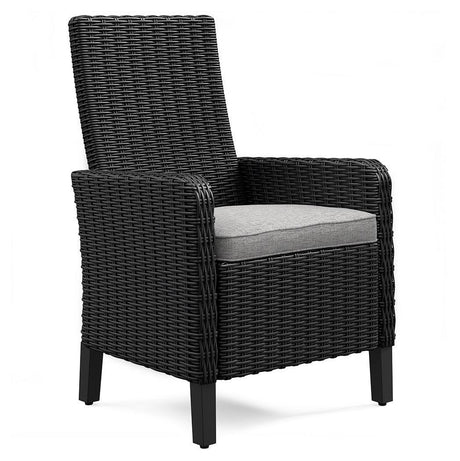 Beachcroft Black/light Gray Outdoor Dining Table And 4 Chairs And Bench - Ella Furniture