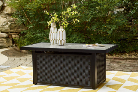 Beachcroft Black/light Gray Outdoor Fire Pit Table - Ella Furniture