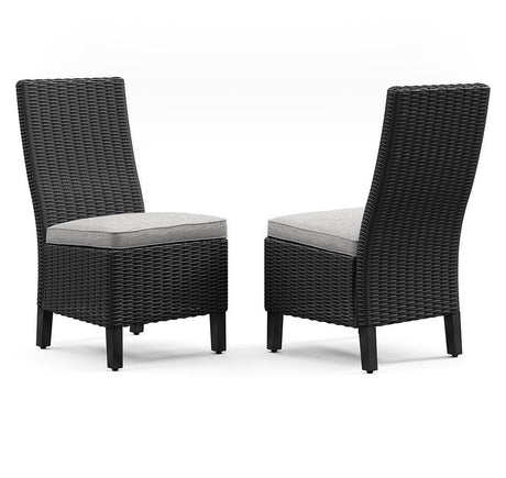 Beachcroft Black/light Gray Outdoor Side Chair With Cushion (Set Of 2) - Ella Furniture