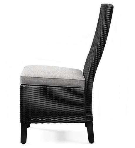 Beachcroft Black/light Gray Outdoor Side Chair With Cushion (Set Of 2) - Ella Furniture