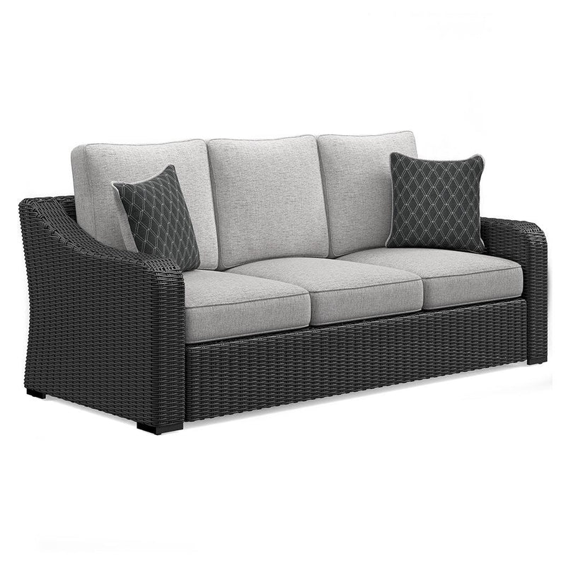 Beachcroft Black/light Gray Outdoor Sofa And 2 Chairs With Coffee Table - Ella Furniture