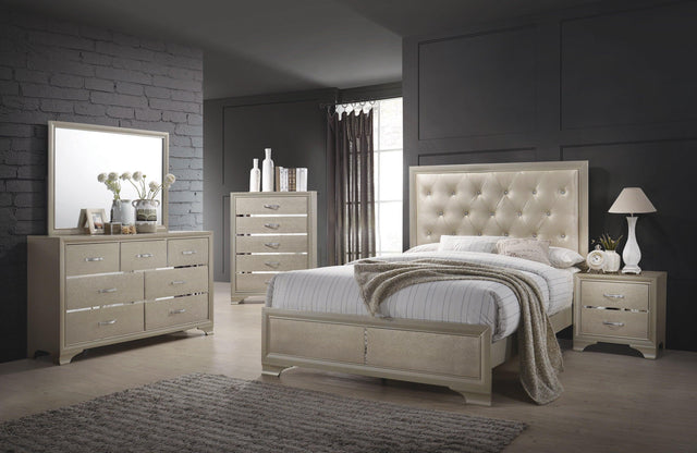 Beaumont Champagne Upholstered Bedroom Set - Ella Furniture