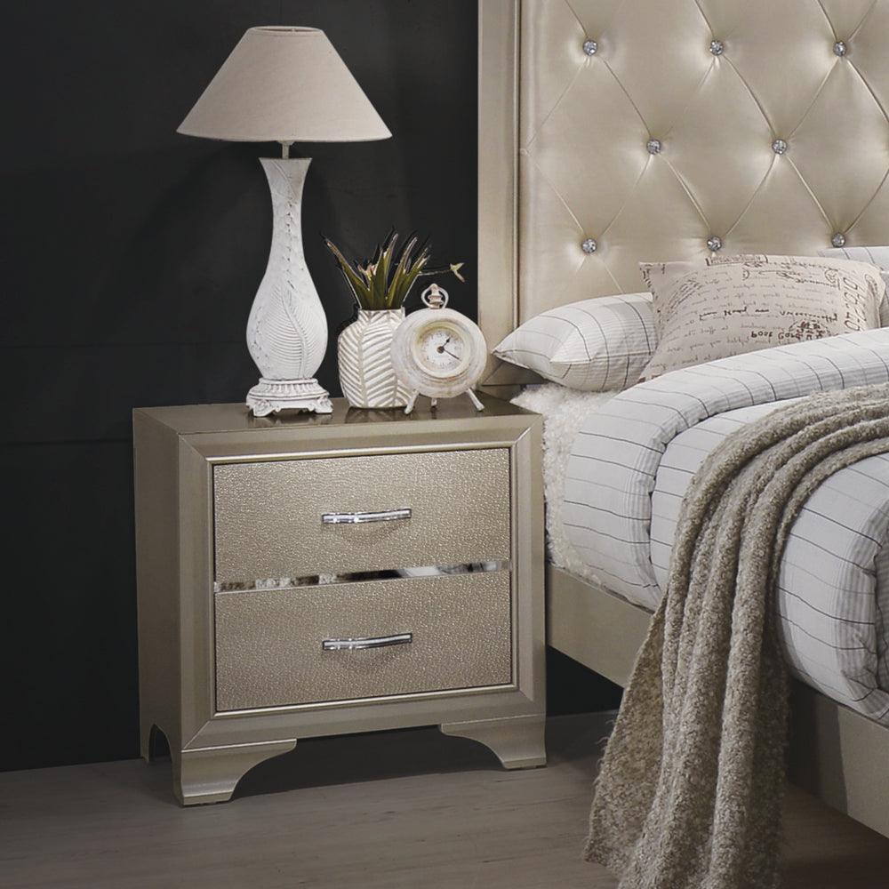 Beaumont Champagne Upholstered Bedroom Set - Ella Furniture