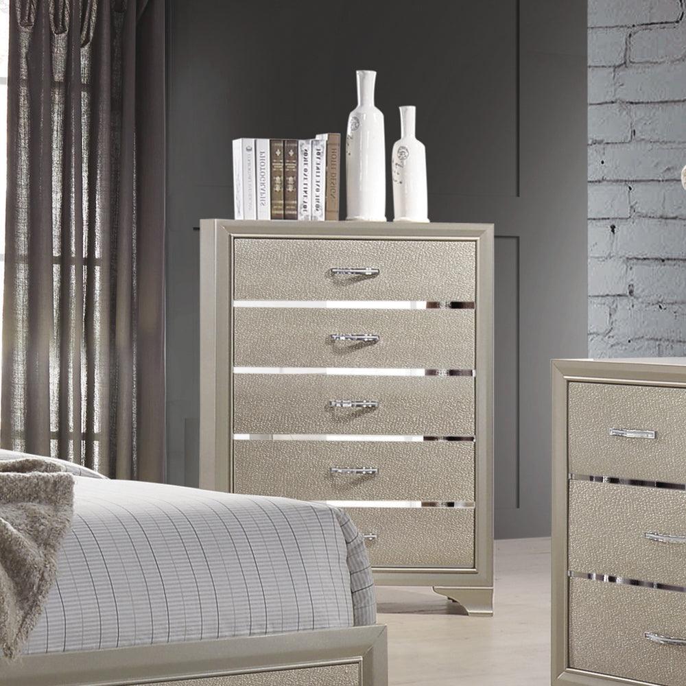 Beaumont Champagne Upholstered Bedroom Set - Ella Furniture