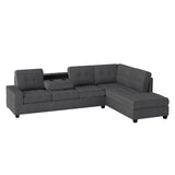 Dark Gray Traditional Modern Solid Wood And Plywood Fabric Upholstered Tufted Sectional - Ella Furniture