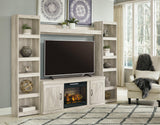 Bellaby Whitewash 4-Piece Entertainment Center With Electric Fireplace EW0331W8 - Ella Furniture