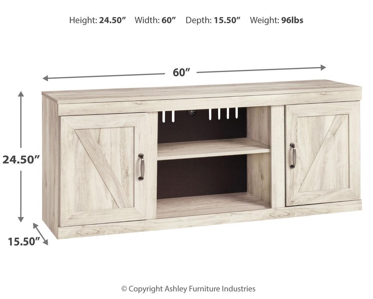 Bellaby Whitewash 4-Piece Entertainment Center With Electric Fireplace EW0331W8 - Ella Furniture