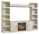Bellaby Whitewash 4-Piece Entertainment Center With Electric Fireplace EW0331W8 - Ella Furniture