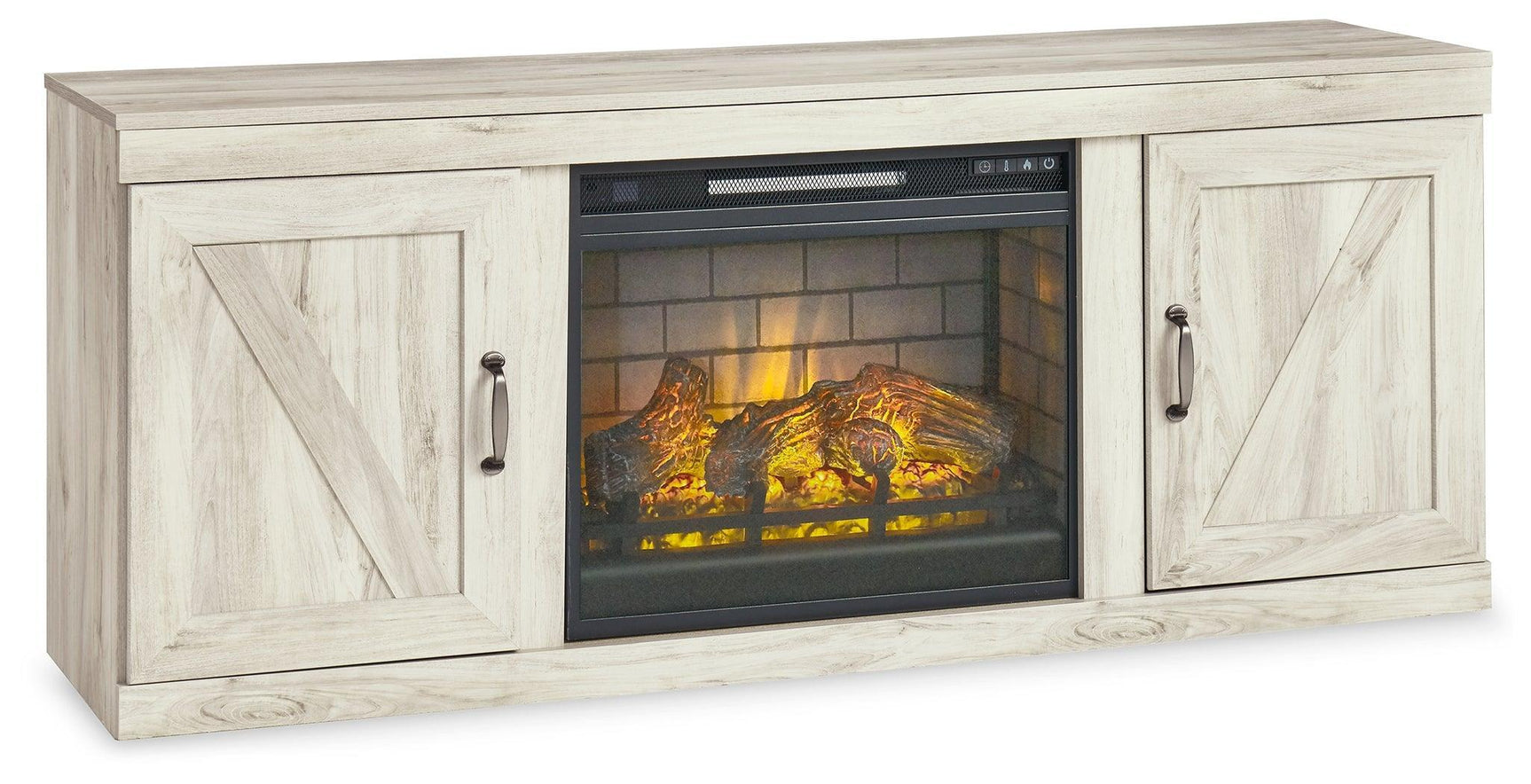 Bellaby Whitewash 4-Piece Entertainment Center With Electric Fireplace EW0331W8 - Ella Furniture