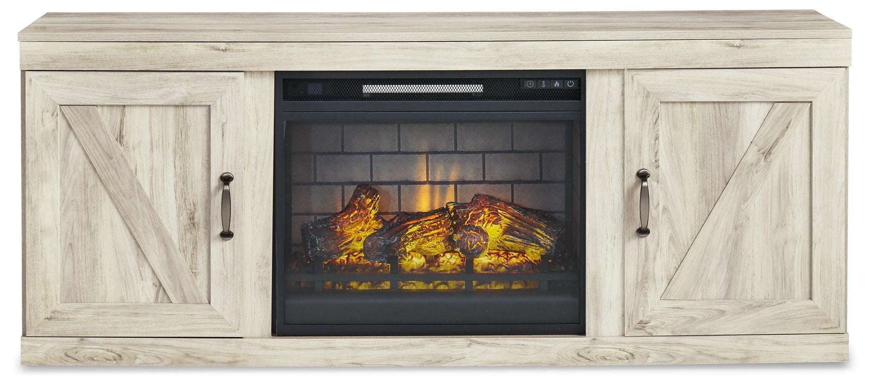 Bellaby Whitewash 4-Piece Entertainment Center With Electric Fireplace EW0331W8 - Ella Furniture