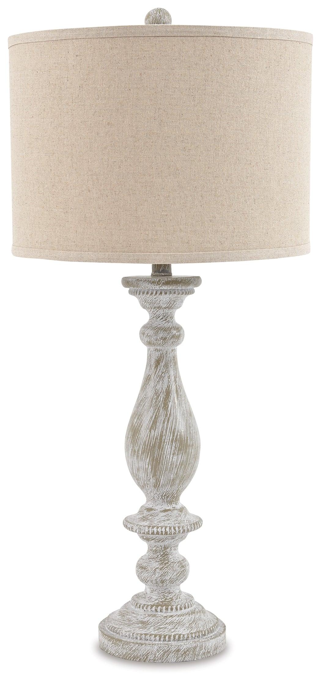 Bernadate Whitewash 3-Piece Floor Lamp With 2 Table Lamps Set - Ella Furniture