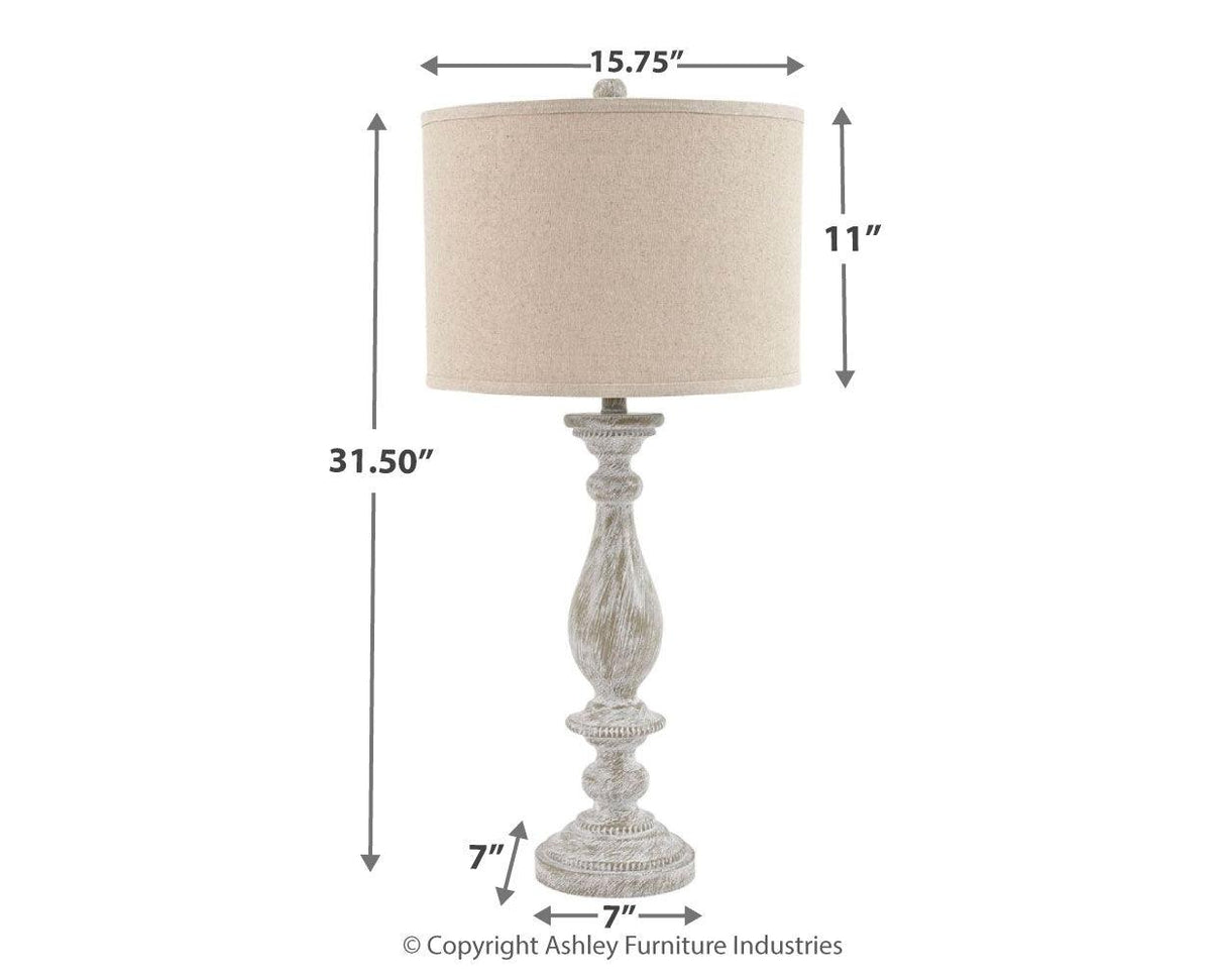 Bernadate Whitewash 3-Piece Floor Lamp With 2 Table Lamps Set - Ella Furniture