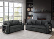 Bexley Black Premium Fabric Sofa and Loveseat Set with Bookcase Arms and USB Ports from Ella Furniture