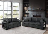 Bexley Black Premium Fabric Sofa and Loveseat Set with Bookcase Arms and USB Ports from Ella Furniture