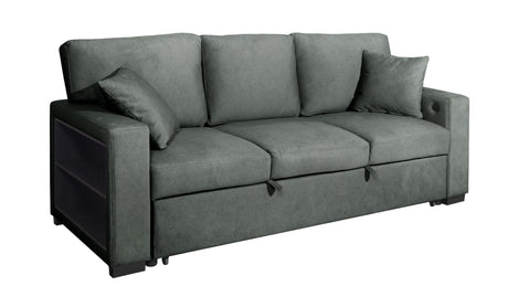 Bexley Grey Premium Fabric Sofa and Loveseat Set with Bookcase Arms and USB Ports view 4