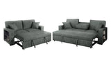 Bexley Grey Premium Fabric Sofa and Loveseat Set with Bookcase Arms and USB Ports view 5
