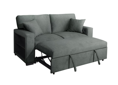 Bexley Grey Premium Fabric Sofa and Loveseat Set with Bookcase Arms and USB Ports view 7