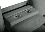 Bexley Grey Premium Fabric Sofa and Loveseat Set with Bookcase Arms and USB Ports view 9