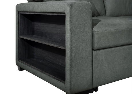 Bexley Grey Premium Fabric Sofa and Loveseat Set with Bookcase Arms and USB Ports view 10