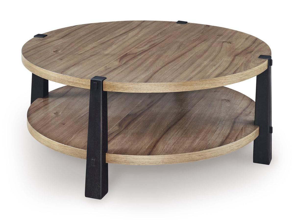 Light Brown and Black Coffee Table and End Table Set — product image 2